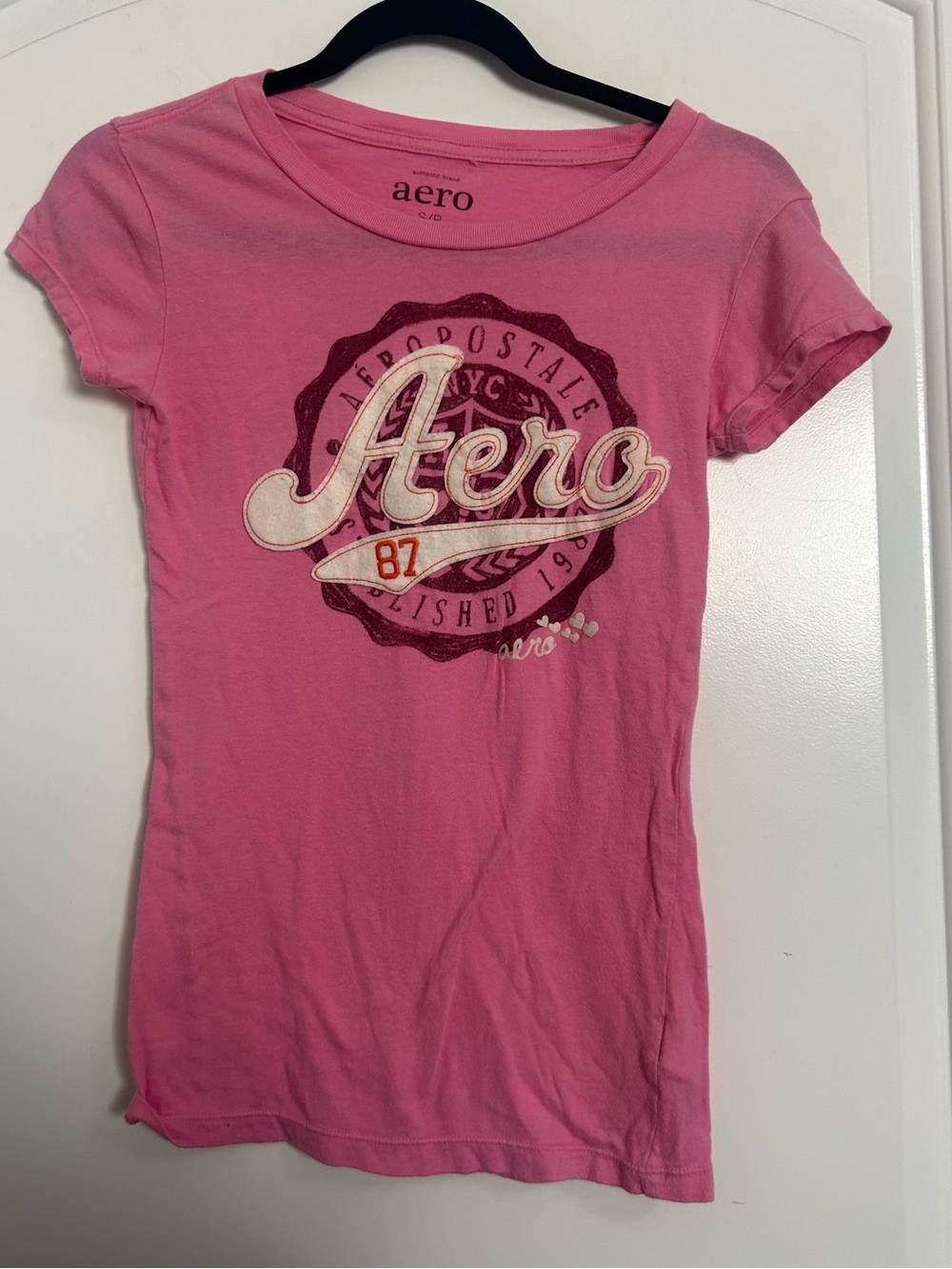 Aeropostale y2k 90s style Pink Graphic Aero T Shirt size S vintage chic retro